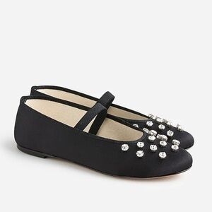 J. Crew Collection Zoe strappy ballet flats with jewels BV741 black
